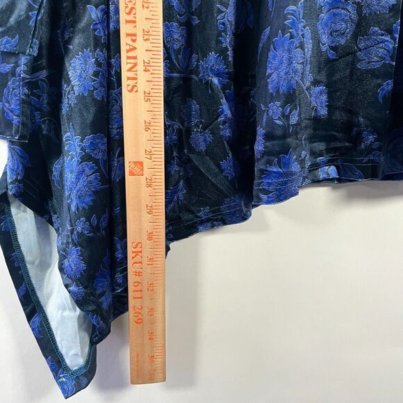 Ursime Velvet Top Large Asymmetrical Dolman Sleeve Floral Mock‎ Neck Art to Wear - Picture 10 of 11